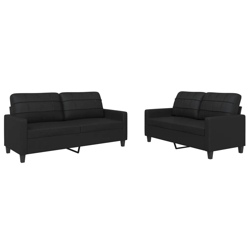 Set di Divani 2 pz con Cuscini Nero in Similpellecod mxl 83119