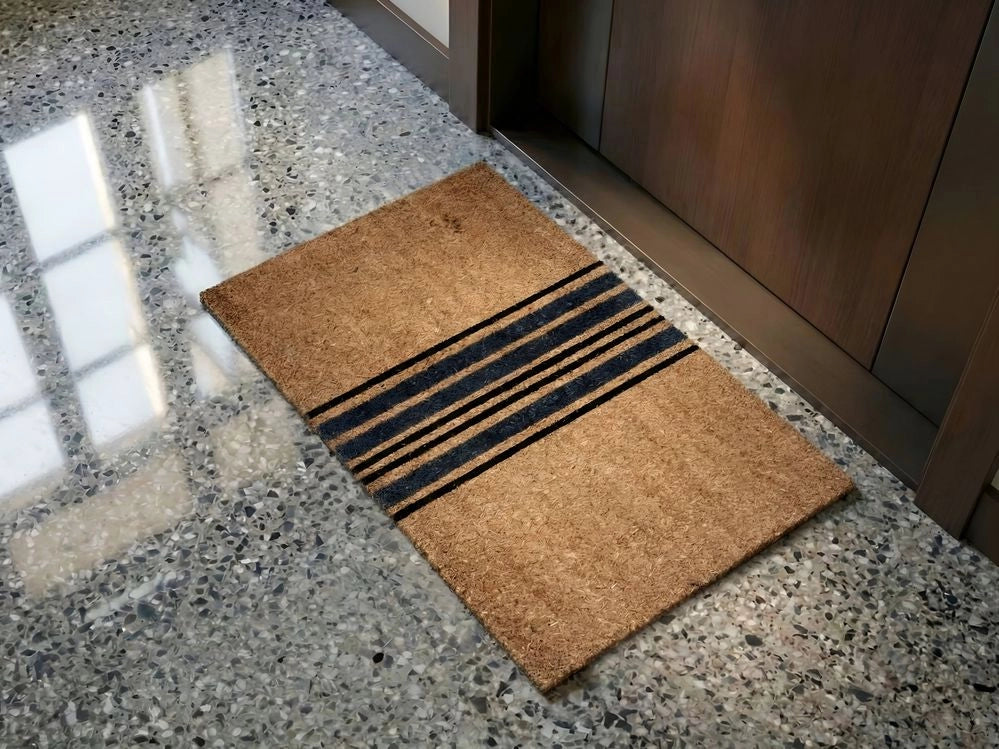Zerbino in fibra di cocco naturale con fondo antiscivolo in PVC 50 x 80 cm Decorazione Classico motivo a strisce