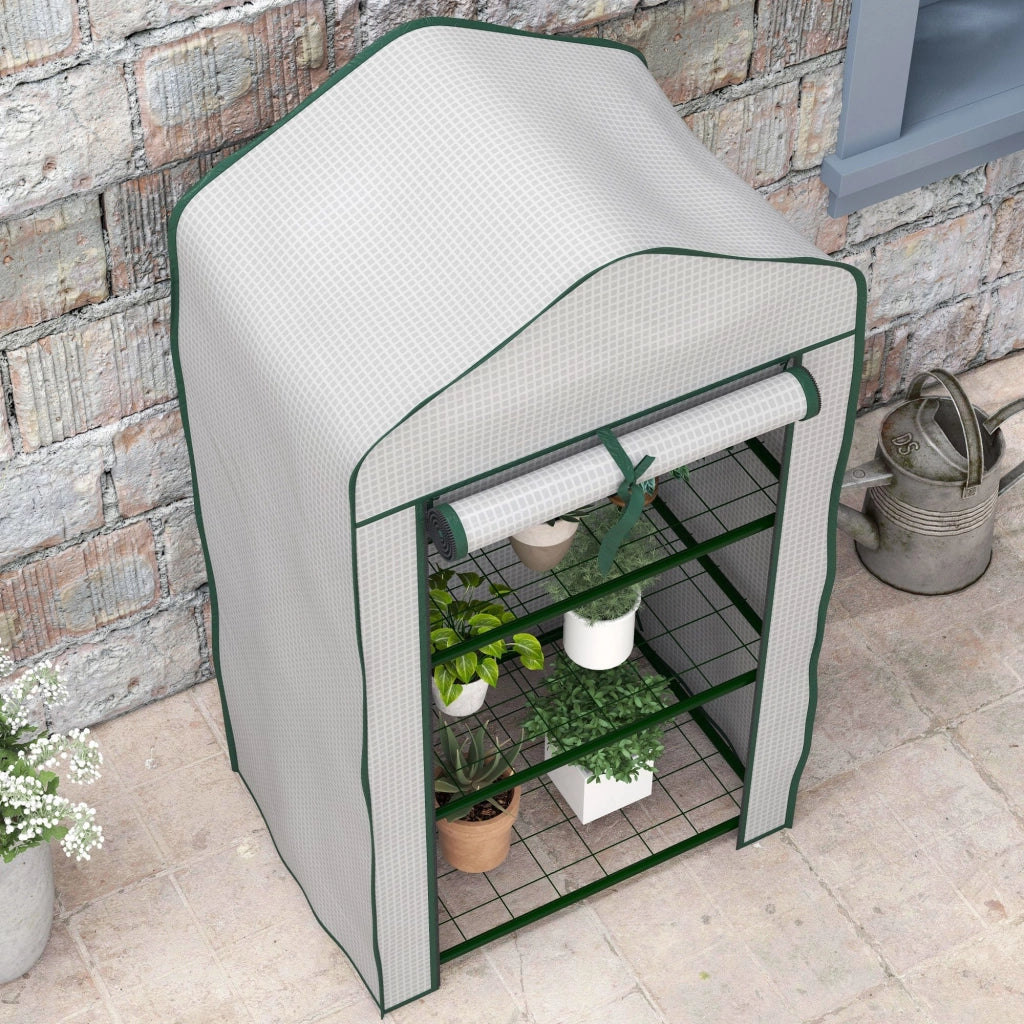 Serra da Giardino con 3 Ripiani ¨C zephmum ¨C 59x39x127 cm Bianco