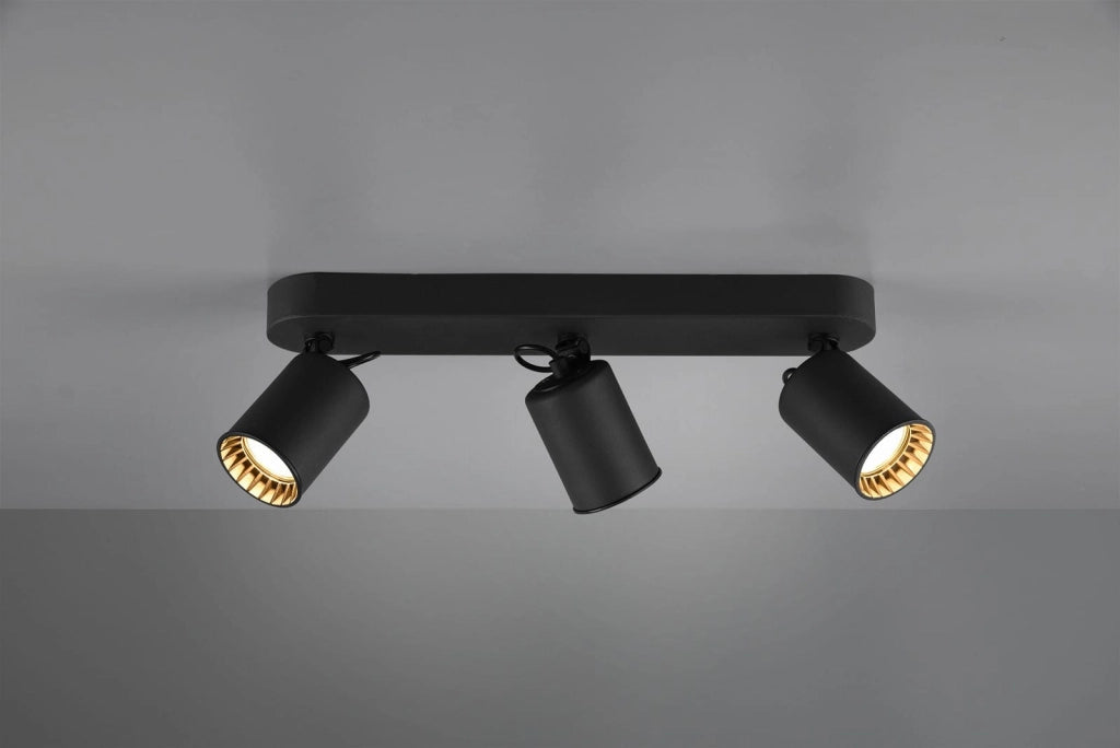 Faretto da soffitto Pago nero 3xGU10 orientabile Trio