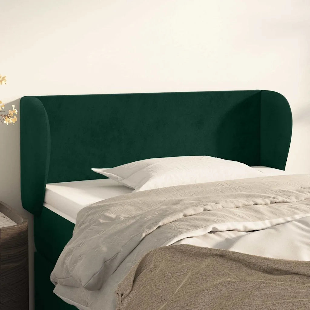 Testiera | Testata ad Orecchio Verde Scuro 103x23x78/88 cm in Velluto