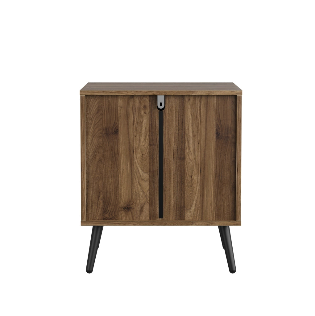 Comodino ULEVR 45x40x53 cm con 2 cassetti e gambe in metallo, MDF color noce