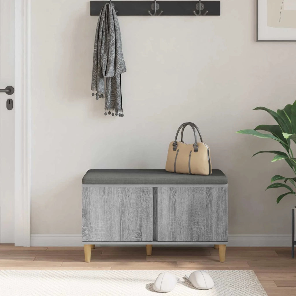 Panca per ingresso con cuscino Sonoma grigia 80 x 38 x 46 cm 891533