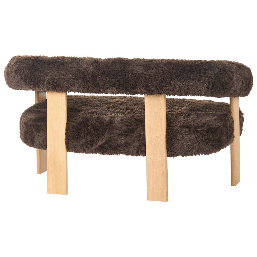 Set da salotto divano a 2 posti poltrona imbottita bouclé marrone scuro e marrone chiaro stile retrò soggiorno