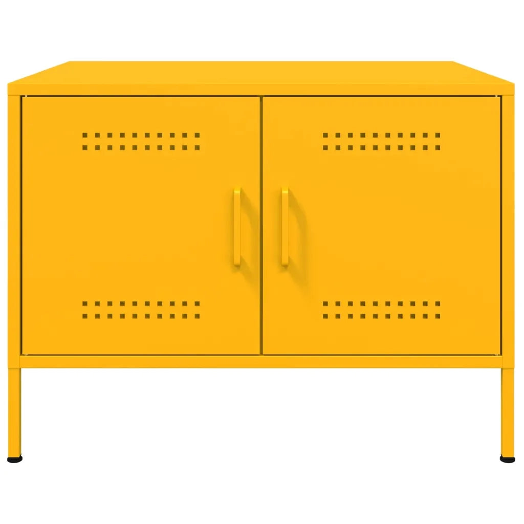 Tavolino da Salotto-Tavolino da soggiorno Giallo Senape 68x50x50,5 cm in Acciaio