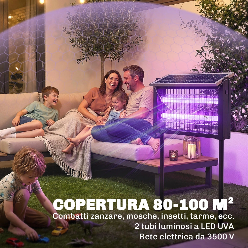 Lampada Antizanzare da Esterno a Energia Solare ¨C zephmum ¨C 45x18x90 cm, Nero