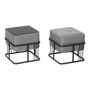 Set di 2 pouf impilabili design moderno e senza tempo multifunzionali quadrati grigio chiaro 03_0009690