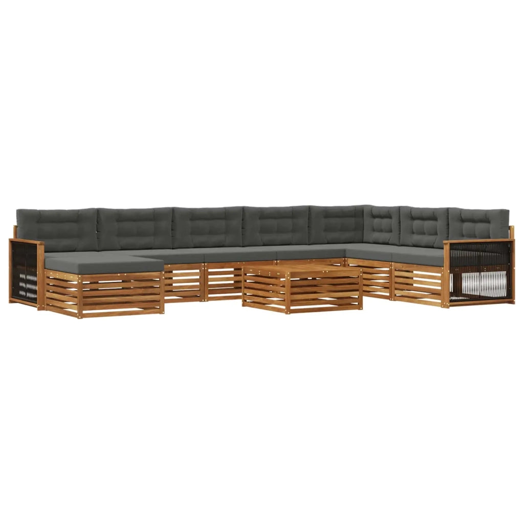 Set di divani da esterno 9 pz Naturale e Antracite 3383745