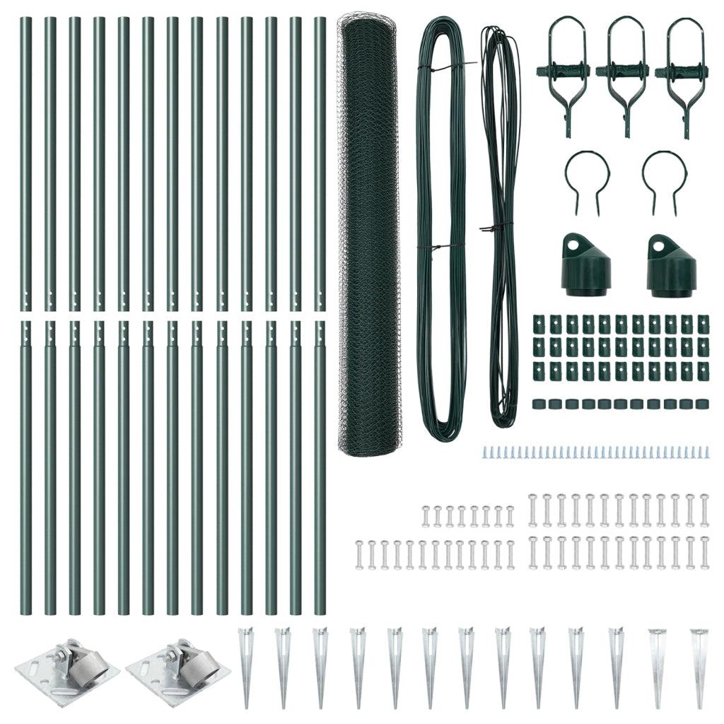 Set di Recinzione Set di 2 Verde Metallo, Plastica 25 x 1.2 m