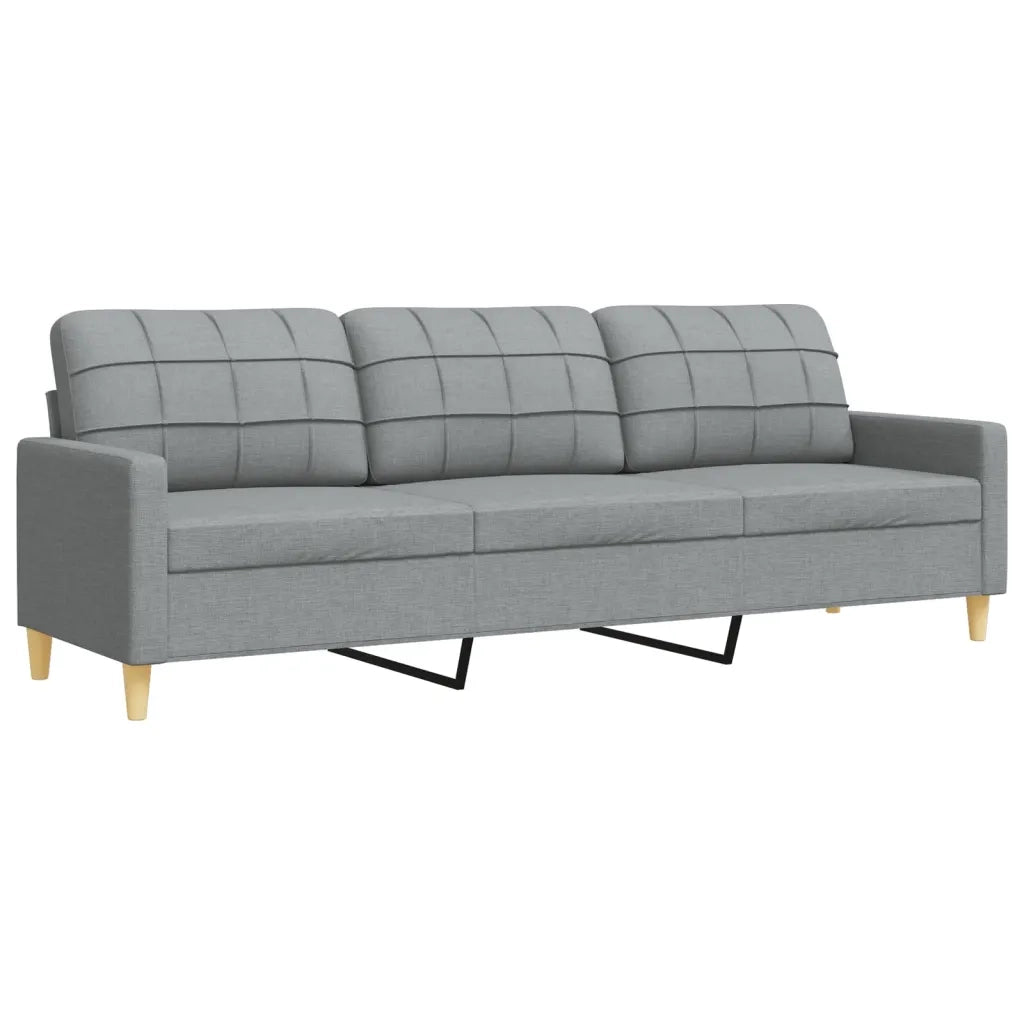 Set di Divani 4 pz con Poggiapiedi Grigio Chiaro in Tessuto