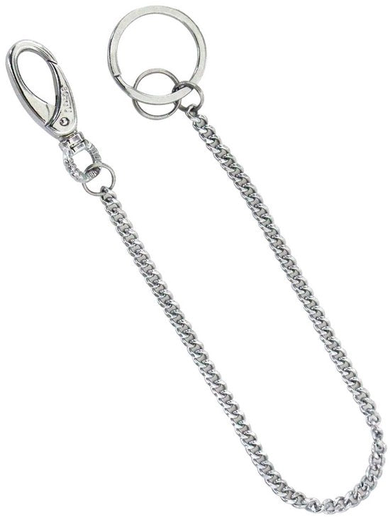 Catena di sicurezza in acciaio inossidabile - 35 cm di lunghezza - con anello per chiave, anello di chiusura e gancio di carabina