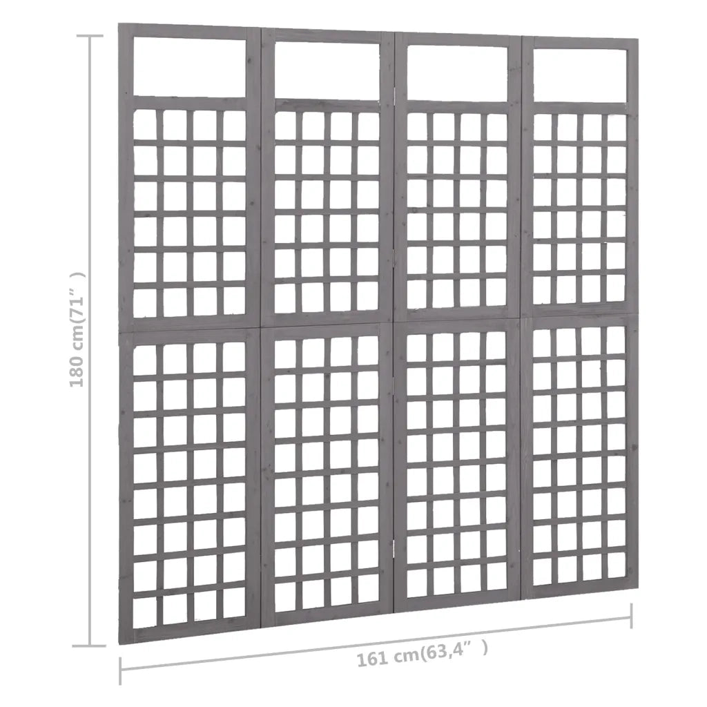 Divisorio a 4 Pannelli in Legno di Abete Grigio 161x180 cm 316487