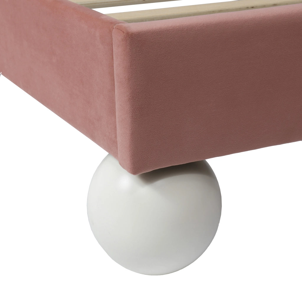 Letto per Bambini 90×200 cm; Letto Singolo con LED Regolabile e Testiera a Farfalla; senza Materasso; Velluto Rosa e Beige
