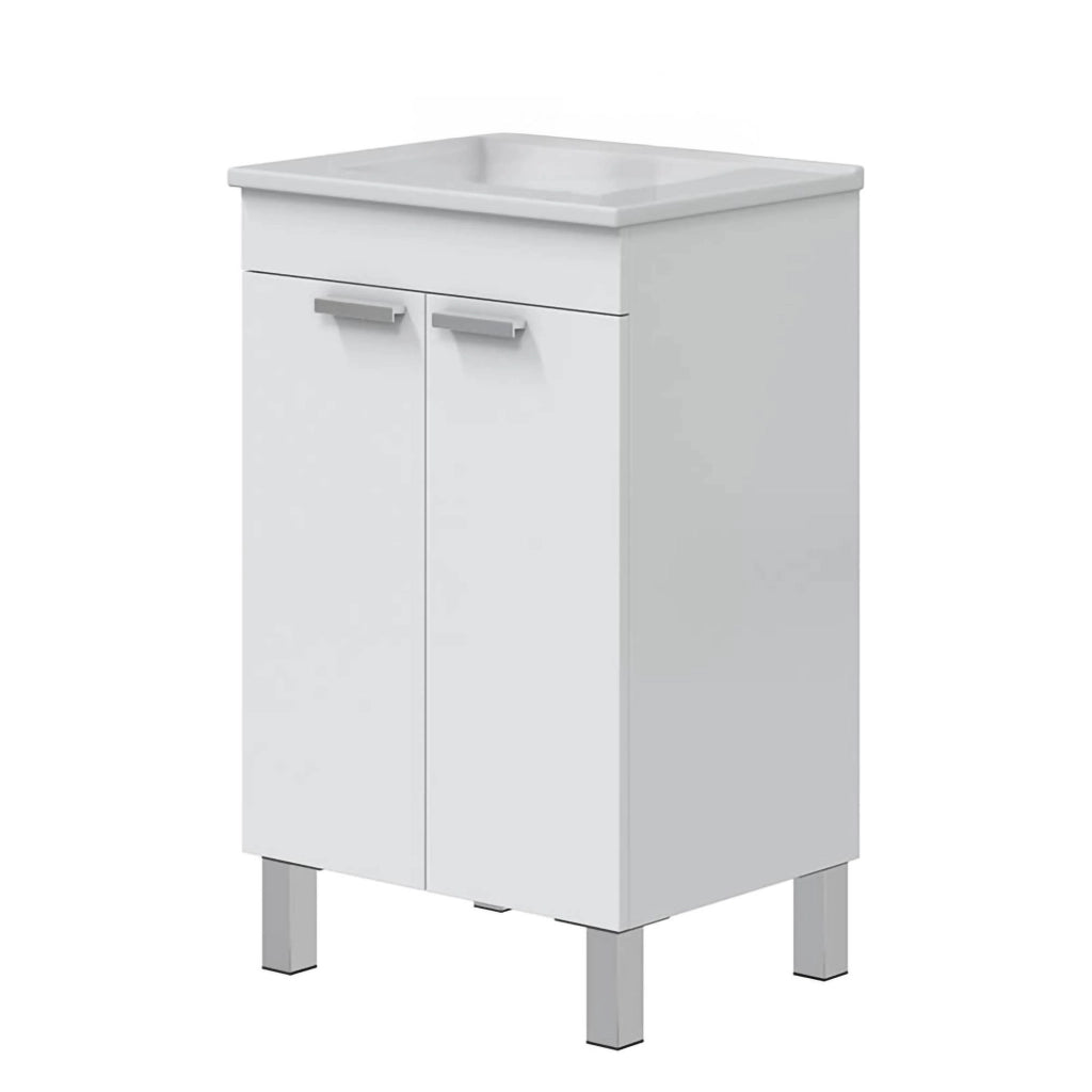 Tuglie, Mobile Sottolavabo 2 Ante, 50x39x80h cm Bianco Lucido