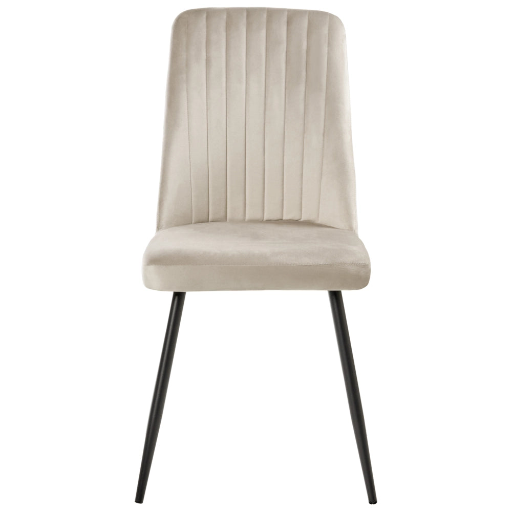 Set di 4 sedie da pranzo con seduta in velluto imbottito Stile moderno Senza braccioli Gambe in ferro tortora
