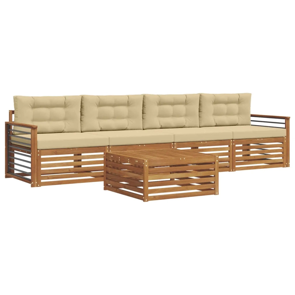 Set di divani da esterno con cuscino 5 pcs Naturale e Beige