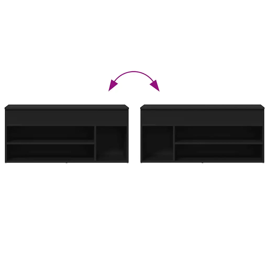 Panca Porta Scarpe Nera 102x30,5x45 cm in Legno Multistrato 862704