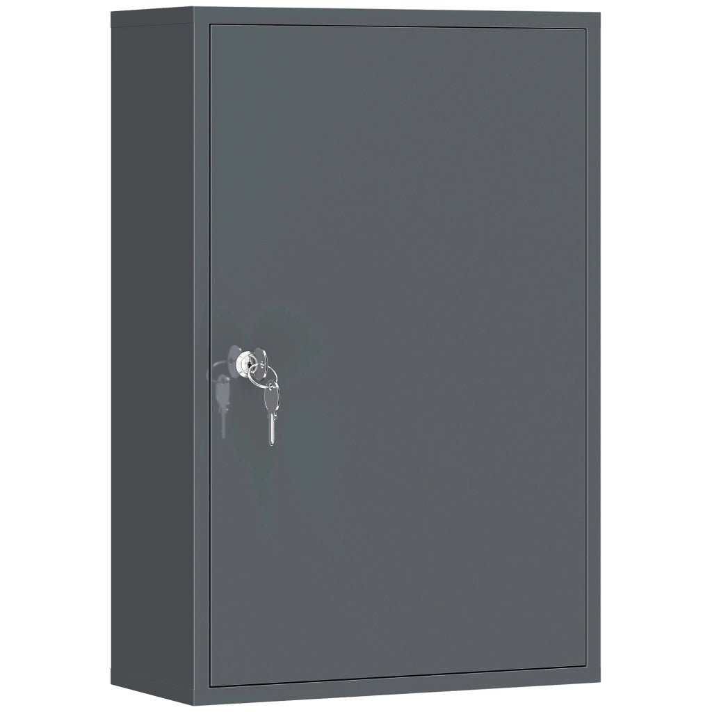 Armadietto da Bagno con 3 Ripiani e 2 Chiavi ¨C Zephmum ¨C Grigio 40x18x60 cm