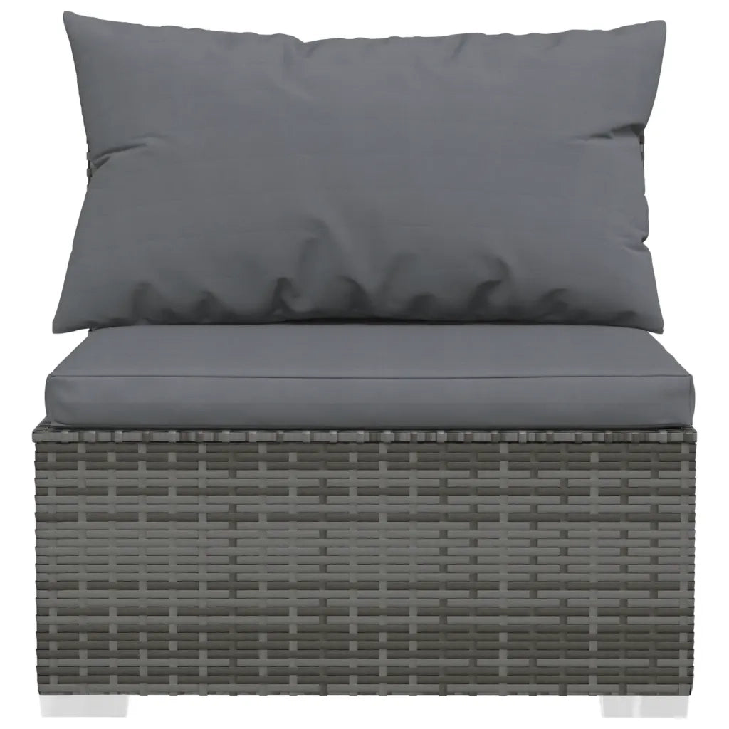 Divano a 3 Posti con Cuscini in Polyrattan Grigio cod mxl 39481