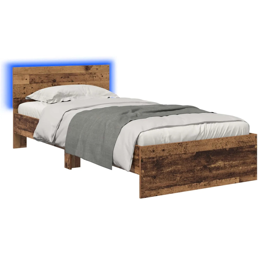 Letto con LED Legno antico 80 x 200 cm Legno ingegnerizzato