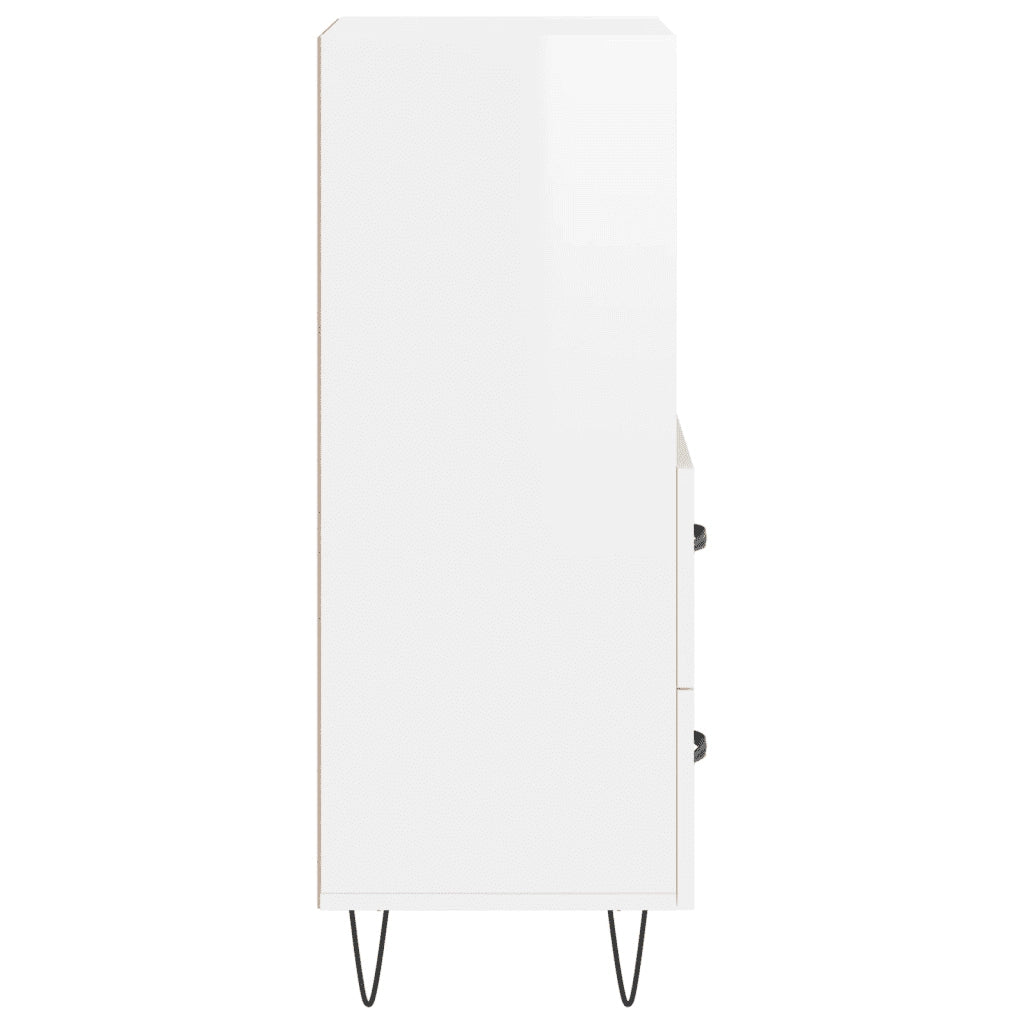 Credenza Bianco Lucido 34,5x34x90 cm in Legno Multistrato 828662
