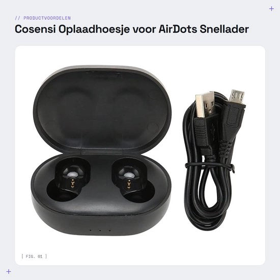Caricatore portatile per AirDots - Ricarica rapida per auricolari - Viaggio compatto - Collegamento Type C - Copertura di ricambio per AirDots - Batteria 300 mAh - Capacità di ricarica per 10 cicli