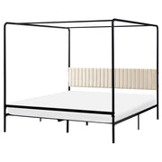 Letto a baldacchino in metallo nero con doppia testiera imbottita 180 x 200 cm moderno romantico