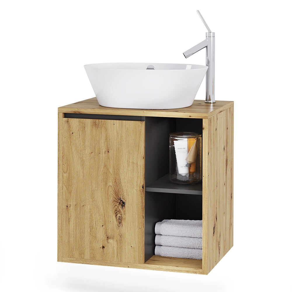 Vicco Mobile sottolavabo per bagno Artigiano/grigio 60 x 60 cm con ripiani aperti