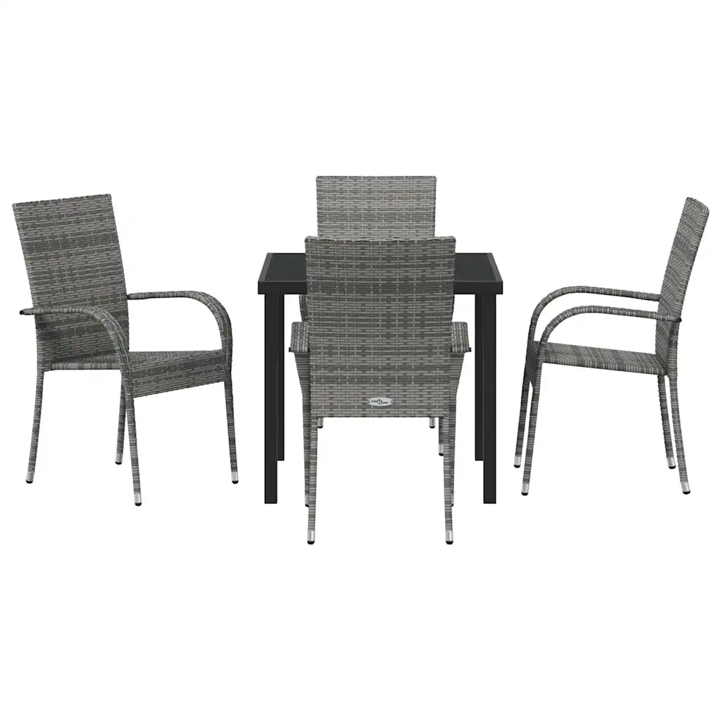 Set da Pranzo per Giardino 5 pcs Grigio