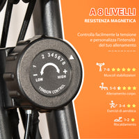 Cyclette Pieghevole con Resistenza Magnetica 8 Livelli Volano 2,5kg in Acciaio e ABS Grigio e Arancione