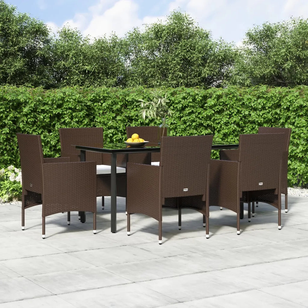 Set da Pranzo da Giardino 7 pz con Cuscini Marrone e Nero cod mxl 44577