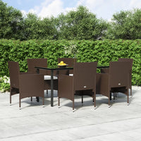 Set da Pranzo da Giardino 7 pz con Cuscini Marrone e Nero cod mxl 44577