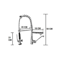 Rubinetto per cucina industriale con leva clinica e doccetta multigetto