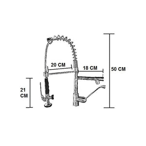 Rubinetto per cucina industriale con leva clinica e doccetta multigetto