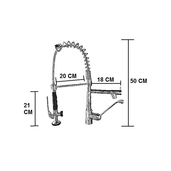 Rubinetto per cucina industriale con leva clinica e doccetta multigetto