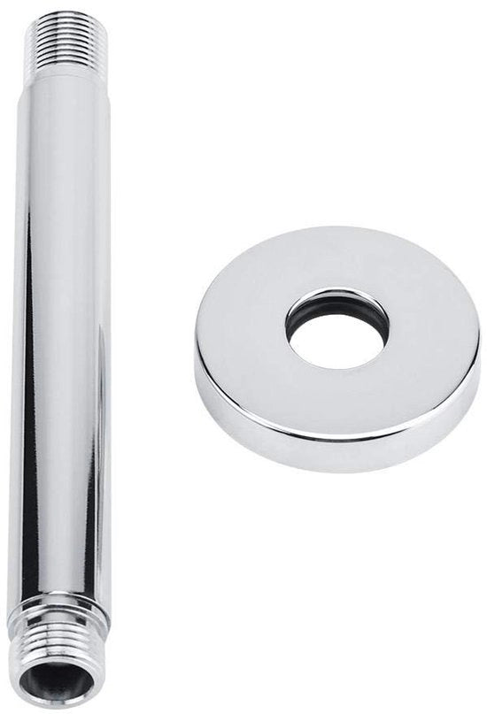 Artefatto per Doccia Ronde Testa - Fissaggio a Parete - Acciaio Inossidabile - Liscio Verniciato - 15cm - Installazione Facile - Tubo per Doccia