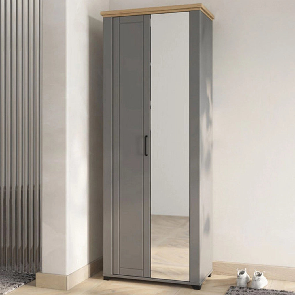 Coggiola, Mobile da Ingresso Specchio Incluso, 75x41x194.5h cm Grigio