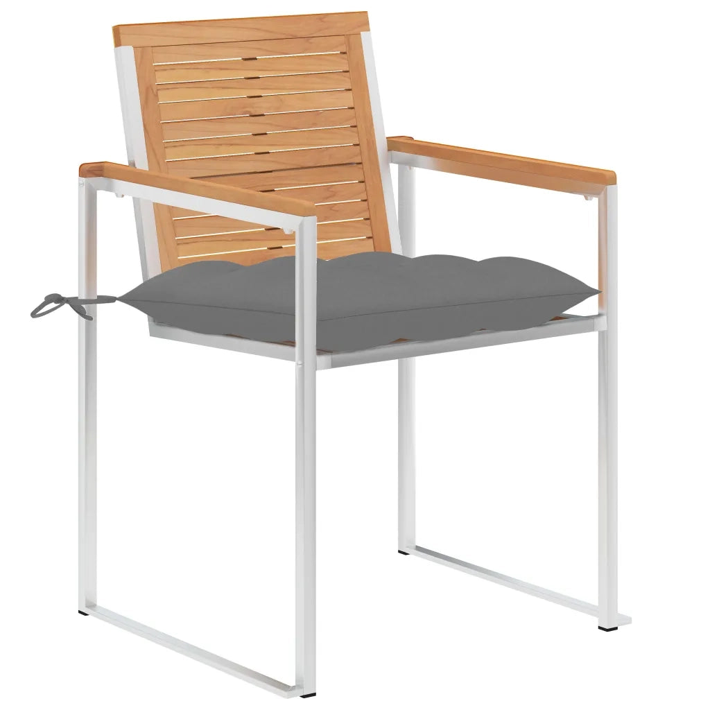 Sedie da Giardino 2 pz | Sedie da Esterno con Cuscini in Legno di Teak e Acciaio