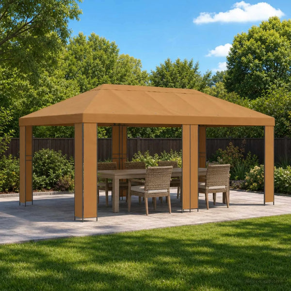 Gazebo da giardino 6 x 3 m Beige Poliestere e Acciaio 190 3376007