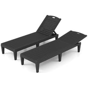 Set da 2 lettini prendisole con schienale regolabile in plastica, Lettino da giardino resistente alle intemperie Nero-Set mobili da esterno