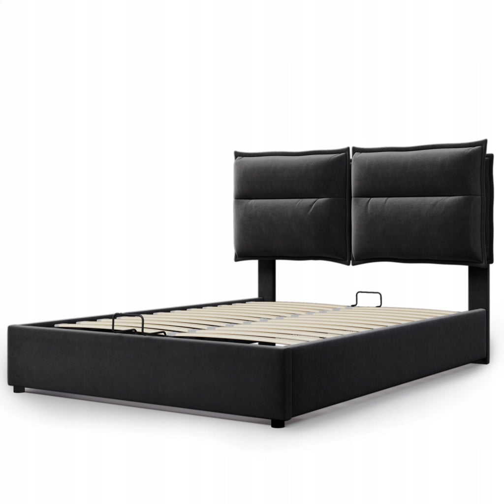 Letto singolo 140x200 - Xylo - Nero con sistema idraulico senza materasso