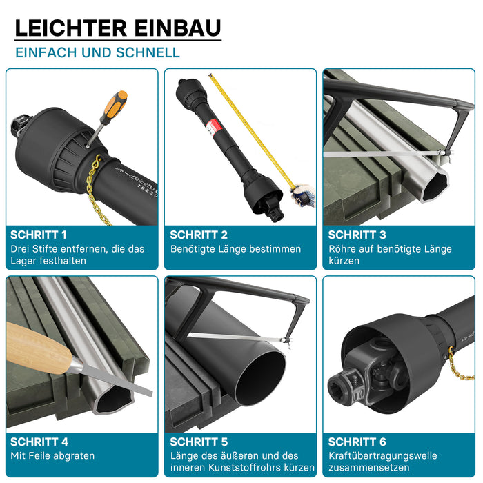 Albero cardanico T6 giunto 979mm 830Nm 540rpm, 74kW (100CV), 2x 1 3/8" 6 denti Cardano agricolo