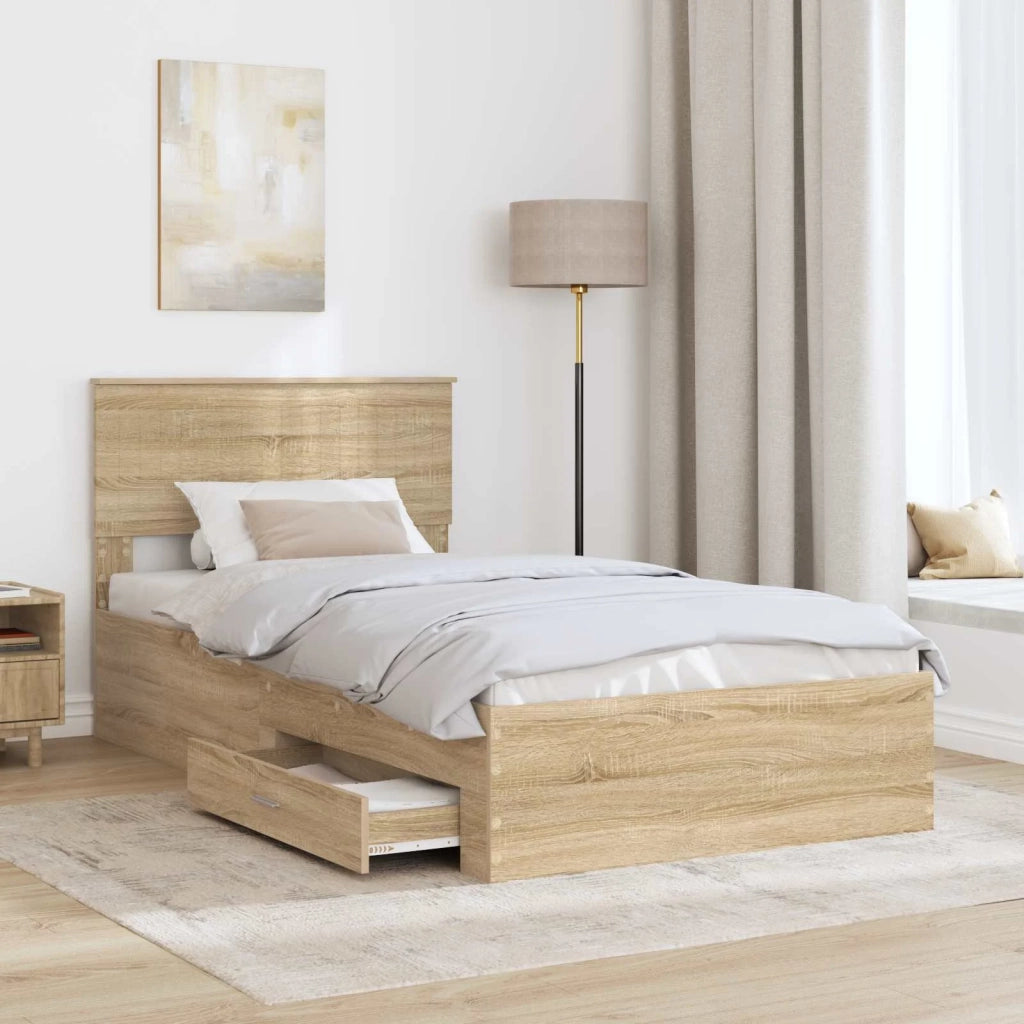 Struttura del letto con testiera Rovere Sonoma 100 x 200 cm 3410933