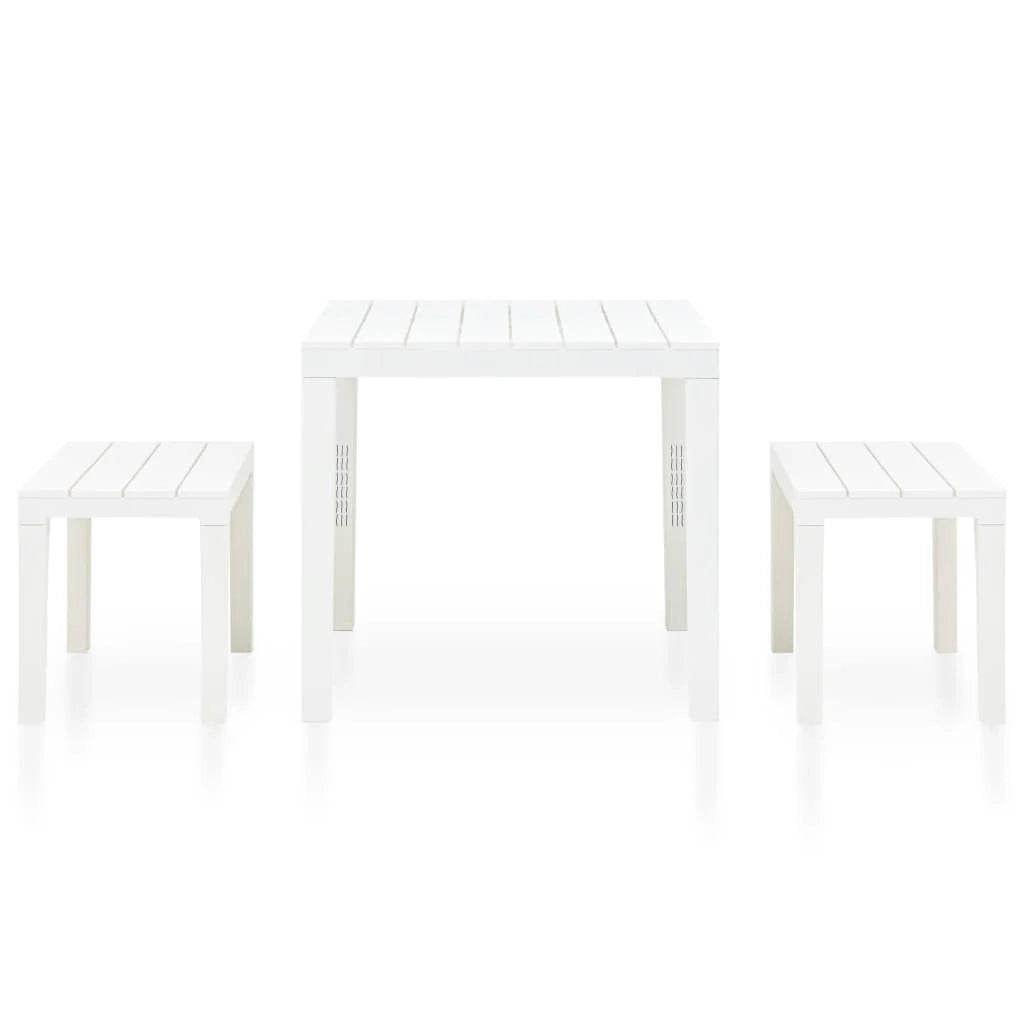 Tavolo da giardino con 2 panche in plastica bianca 02_0018689