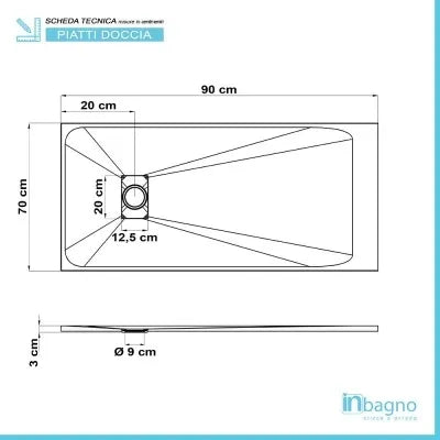 Piatto doccia 70x90 in resina grigio effetto pietra serie Agorà
