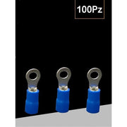 Trade Shop - Set 100 Pz Capicorda Terminale Ad Occhiello Isolato Per Cavi 0.5-1.5mm² Rv1.25-4 - Blu
