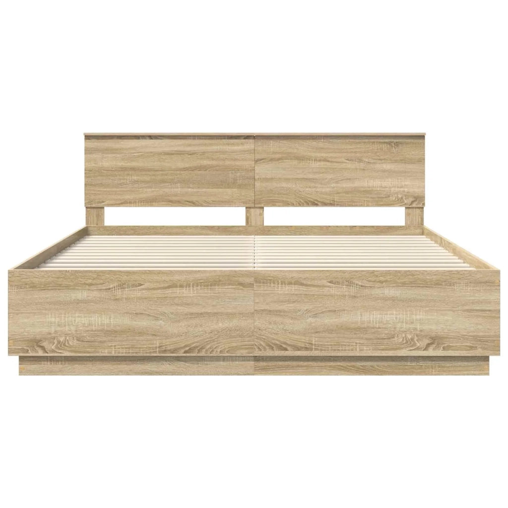 Struttura del letto con strisce LED Rovere Sonoma 180 x 200 cm 3408049