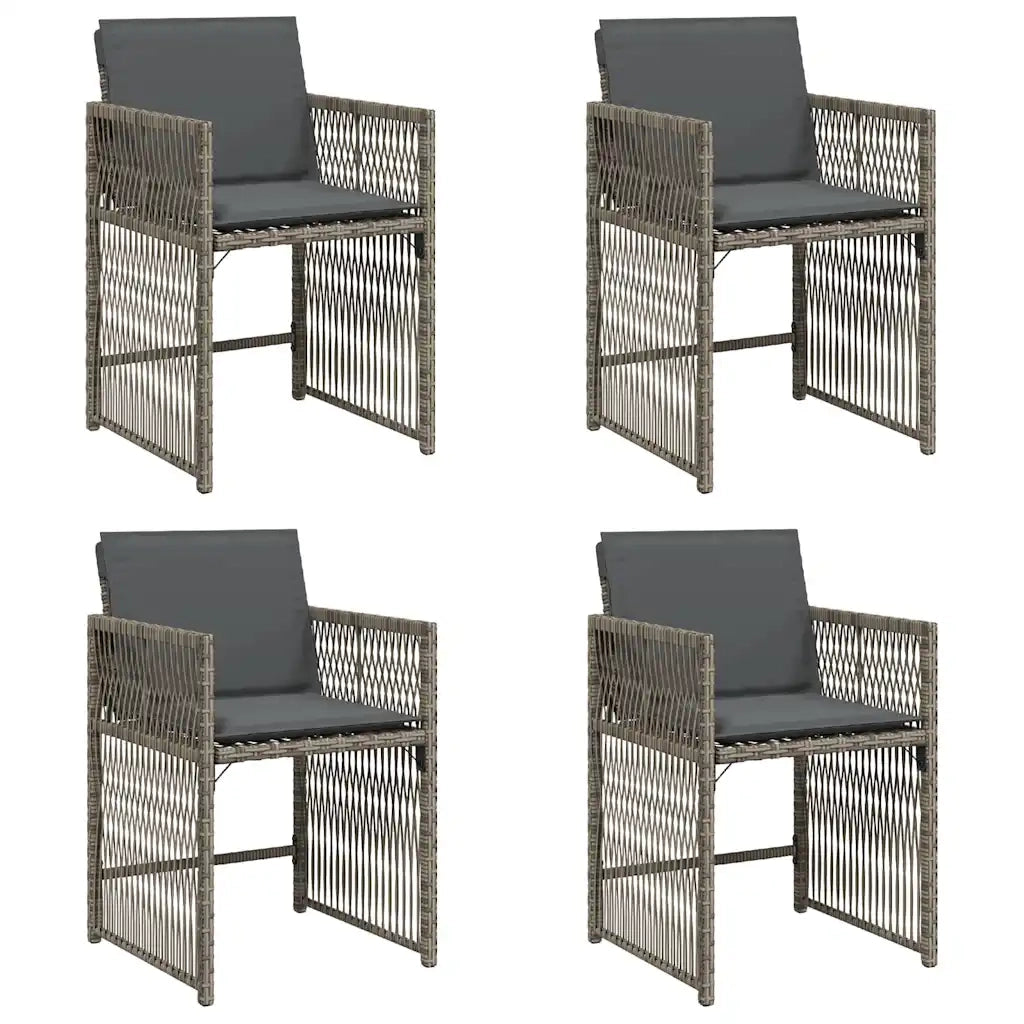 Sedie da Giardino con Cuscini 4 pz | Sedie da Esterno Grigio in Polyrattan