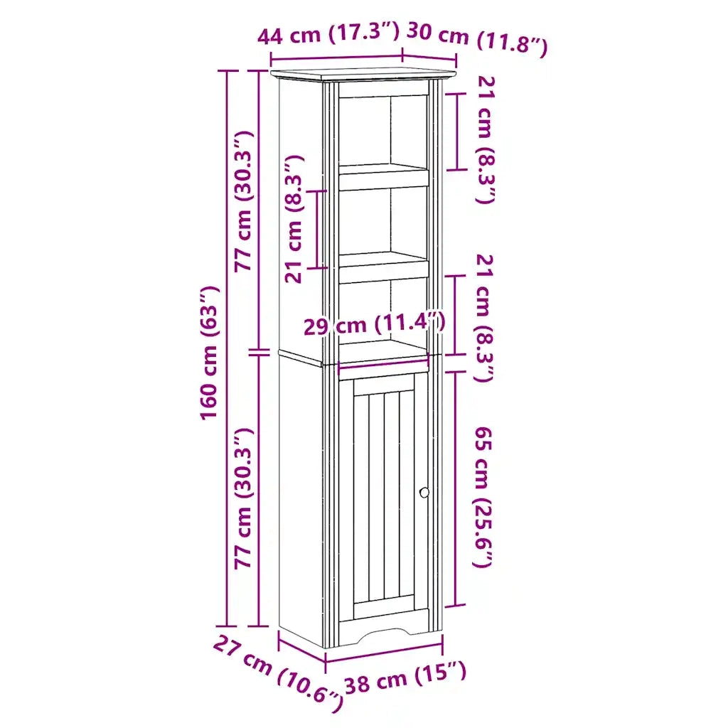 Mobile da Bagno BODO Grigio 44x30x160 cm
