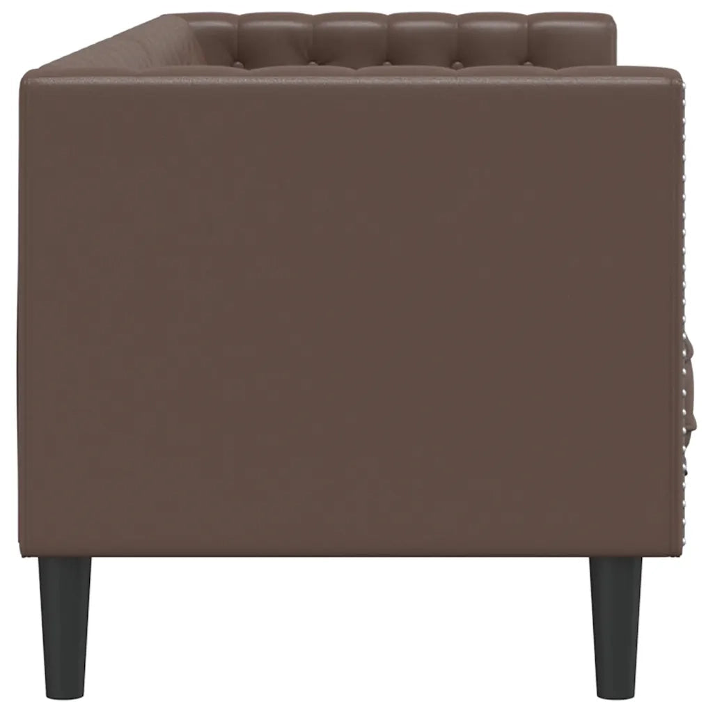 Divano Chesterfield a 3 Posti Marrone in Similpelle 372668